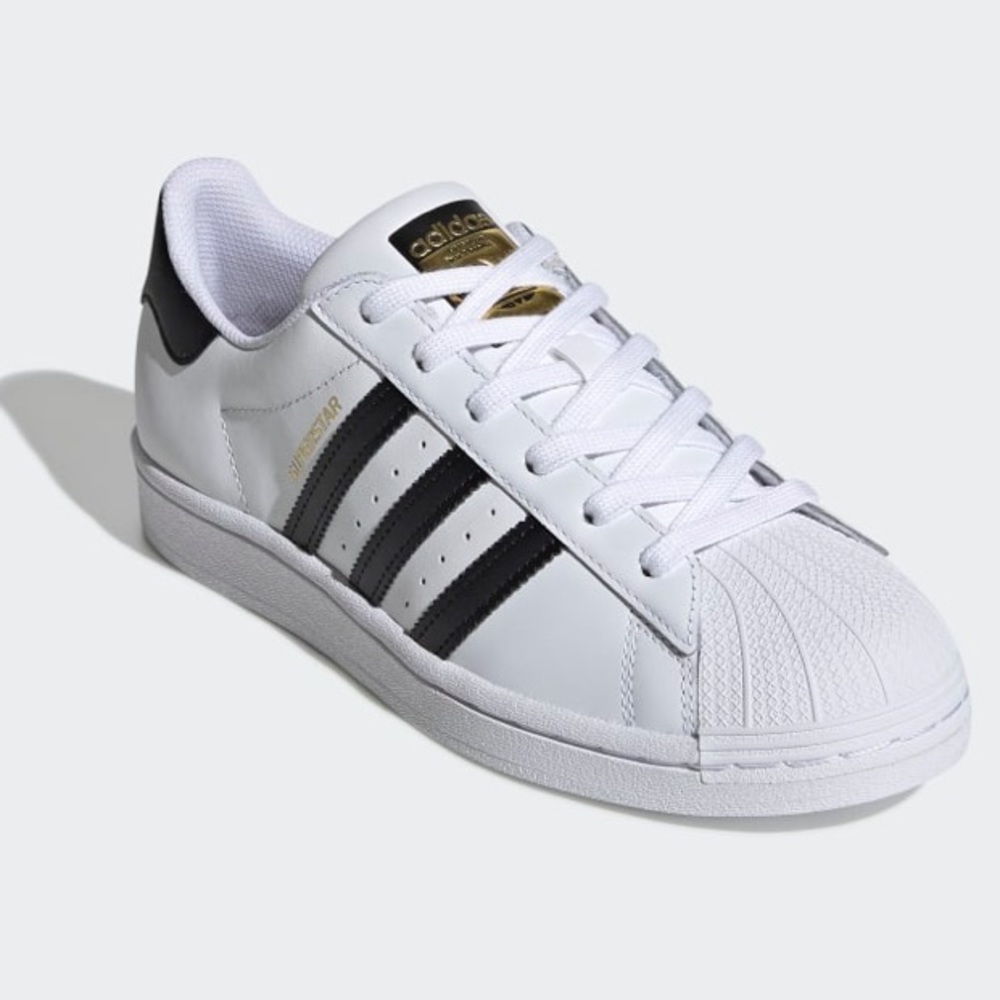 Black and White Adidas superstars shoes